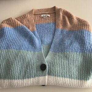 American Eagle Outfitters Striped Cardigan - Blue, Green, Tan, White